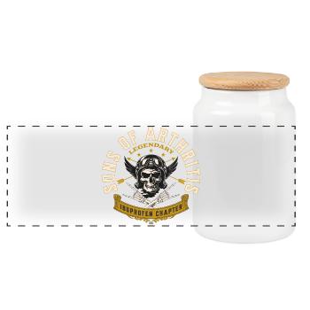 Sons of Arthritis Ibuprofen Chapter Biker - Panorama Keksdose mit Holzdeckel - Weiß - Vorne