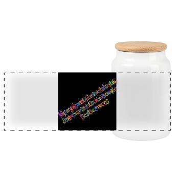 Rainbow Typography on Black Background - Panoramic Cookie Jar with Wooden Lid - white - Front