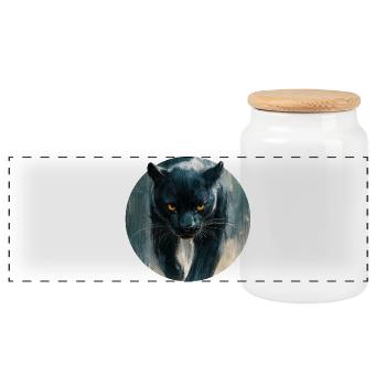 Design de Panthère noire - Panorama Keksdose mit Holzdeckel - Weiß - Vorne