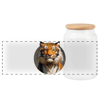 Tiger-Design - Panorama Keksdose mit Holzdeckel - Weiß - Vorne