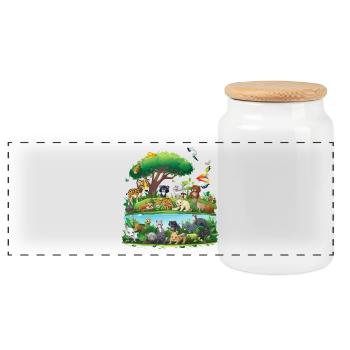 Waldtier-Paradies am Fluss - Panorama Keksdose mit Holzdeckel - Weiß - Vorne