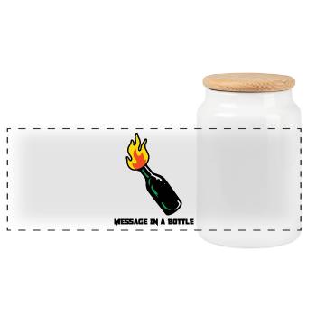 Message in a Bottle - rebellious mood and rock - Panoramic Cookie Jar with Wooden Lid - white - Front