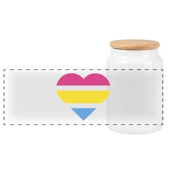 Pride Flag Heart · Pansexual - Panoramic Cookie Jar with Wooden Lid - white - Front