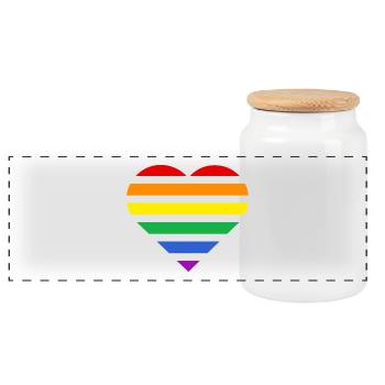 Pride Flag Heart · Classic Rainbow - Panorama Keksdose mit Holzdeckel - Weiß - Vorne