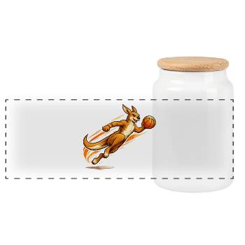 Kangaroo Basket Throw - Panoramic Cookie Jar with Wooden Lid - white - Front