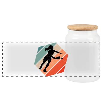 Pickleball player gift for pickleball pro fans - Panoramic Cookie Jar with Wooden Lid - white - Front