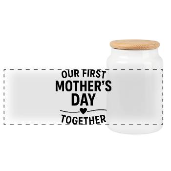 Première famille pour la fête des mères : Famille pour un cadeau de bébé maman - Boîte à biscuits avec couvercle en bois - blanc - Devant