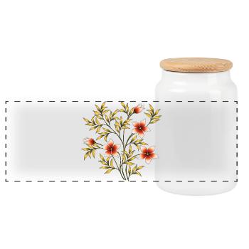 Fleur - Boîte à biscuits avec couvercle en bois - blanc - Devant