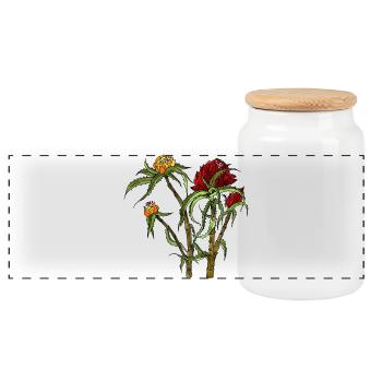 Fleur - Boîte à biscuits avec couvercle en bois - blanc - Devant