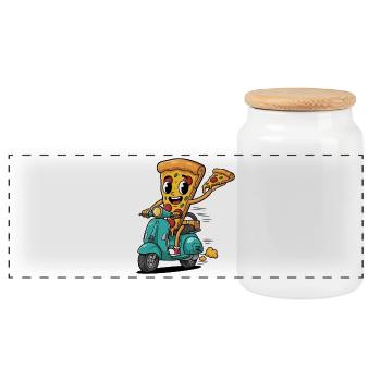 Pizza Delivery T-shirt - Pizza Slice Design - Panoramic Cookie Jar with Wooden Lid - white - Front