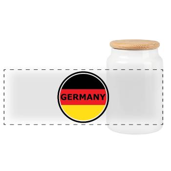 Germany Flag Semicircle Graphic - Panoramic Cookie Jar with Wooden Lid - white - Front