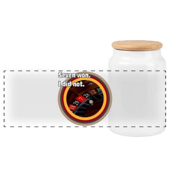 Roulette Fate: Seven Won, I Didn't - Panoramic Cookie Jar with Wooden Lid - white - Front