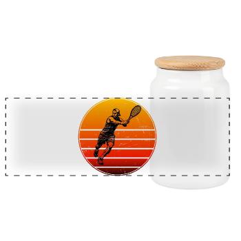 Idée cadeau pour un tennis avec tennis - Boîte à biscuits avec couvercle en bois - blanc - Devant