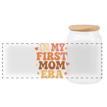 Première idée de cadeau pour la fête des mères : Famille Cool - Boîte à biscuits avec couvercle en bois - blanc - Devant