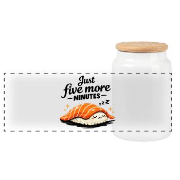 Sleeping Sushi – Encore 5 minutes de design rétro - Boîte à biscuits avec couvercle en bois - blanc - Devant