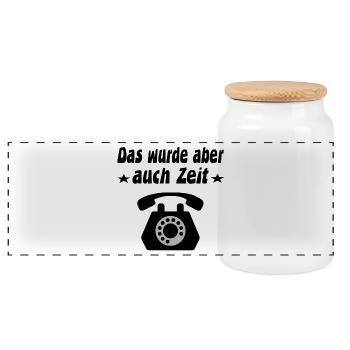 Telefon - Panorama Keksdose mit Holzdeckel - Weiß - Vorne