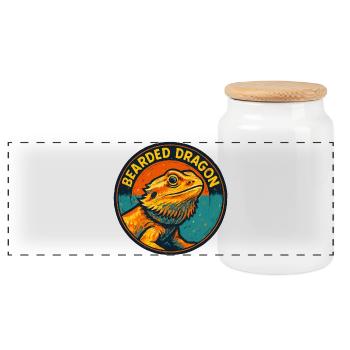 Badge Circulaire Pogona Dragon Barbu Vintage - Boîte à biscuits avec couvercle en bois - blanc - Devant
