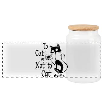« À chat ou pas à chat » Mème drôle de Hamlet à chat - Boîte à biscuits avec couvercle en bois - blanc - Devant