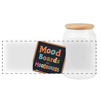 Mood Boards Colorful Typography - Panoramic Cookie Jar with Wooden Lid - white - Front
