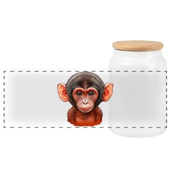 monkey baby - Panoramic Cookie Jar with Wooden Lid - white - Front