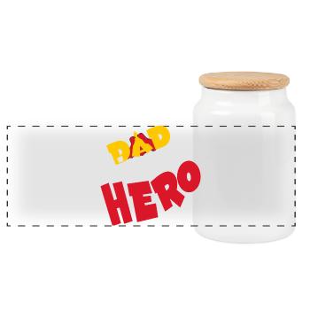 Papa est mon héros BD Papa est mon héros - Boîte à biscuits avec couvercle en bois - blanc - Devant