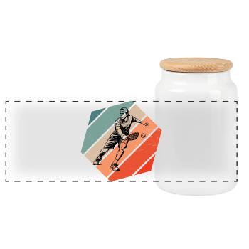Pickleball Coach Gift for Pickleball Game Fans - Panoramic Cookie Jar with Wooden Lid - white - Front
