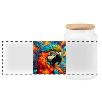 parrot - Panoramic Cookie Jar with Wooden Lid - white - Front
