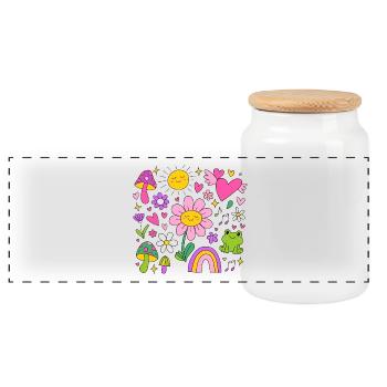 Cute Y2K Flower | bunte Blumen - Panorama Keksdose mit Holzdeckel - Weiß - Vorne