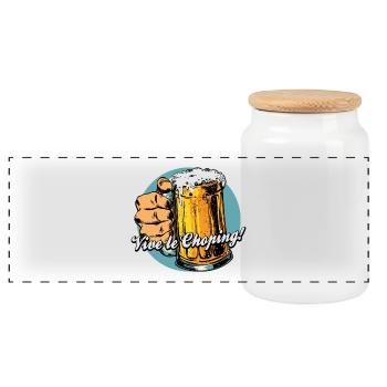 VIVE LE CHOPING ! - humour bière et shopping - Boîte à biscuits avec couvercle en bois - blanc - Devant