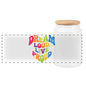 Mois de la fierté LGBT - Rêvez fort. Vis fier - Boîte à biscuits avec couvercle en bois - blanc - Devant