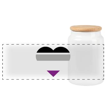 Pride Flag Heart · Asexual - Panoramic Cookie Jar with Wooden Lid - white - Front