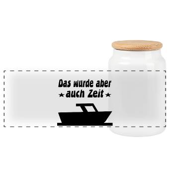 Motorboot - Panorama Keksdose mit Holzdeckel - Weiß - Vorne