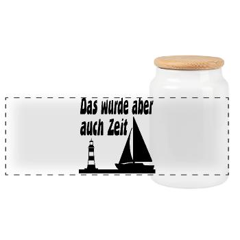 Segeln - Panorama Keksdose mit Holzdeckel - Weiß - Vorne