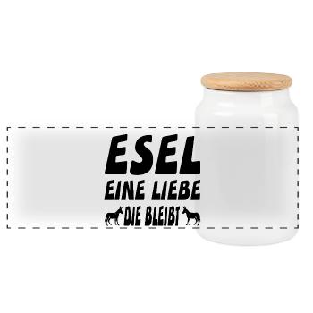 Esel - Panorama Keksdose mit Holzdeckel - Weiß - Vorne