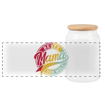 Beste Mama der Welt Shirt Geschenk Muttertag - Panorama Keksdose mit Holzdeckel - Weiß - Vorne