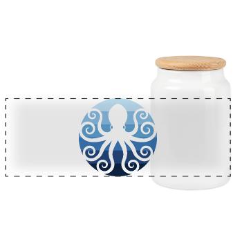 Pieuvre dans l’océan - Boîte à biscuits avec couvercle en bois - blanc - Devant