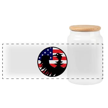 Eagle Flag USA Silhouette - Panoramic Cookie Jar with Wooden Lid - white - Front