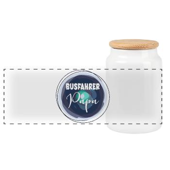 Bus driver dad - Panoramic Cookie Jar with Wooden Lid - white - Front