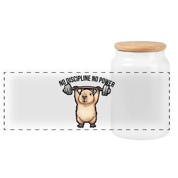 Gymnase de Capybara Design drôle d’animaux - Boîte à biscuits avec couvercle en bois - blanc - Devant