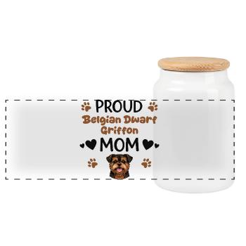 Mère griffon fière, griffon nain belge - Boîte à biscuits avec couvercle en bois - blanc - Devant