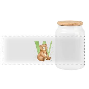 Garde avec la lettre W - Boîte à biscuits avec couvercle en bois - blanc - Devant