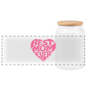 Meilleur cadeau de fête des mères pour un cœur de maman - Boîte à biscuits avec couvercle en bois - blanc - Devant