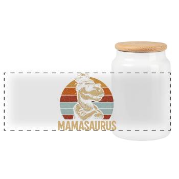 Mamasaurus Maman Maman Idée de cadeau Humour Drôle - Boîte à biscuits avec couvercle en bois - blanc - Devant