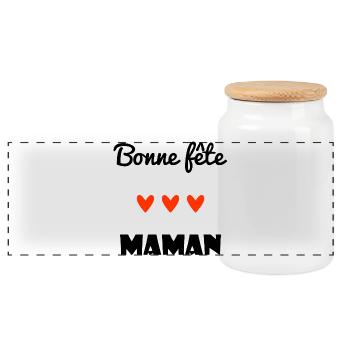 BONNE FÊTE. COEUR. BONNE FÊTE MAMAN. MAMAN. FÊTE - Boîte à biscuits avec couvercle en bois - blanc - Devant