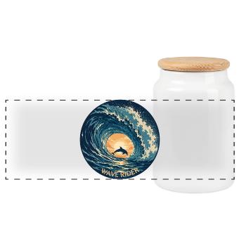 Delfin Ozean Meer WAVE RIDER - Panorama Keksdose mit Holzdeckel - Weiß - Vorne