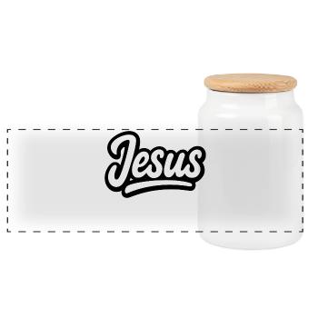 Jésus - Boîte à biscuits avec couvercle en bois - blanc - Devant