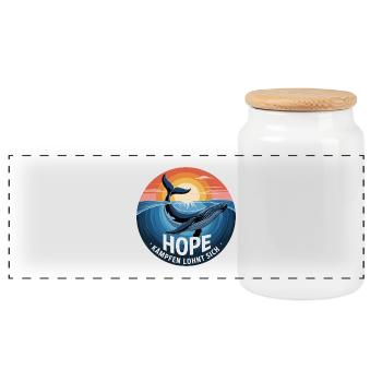 Hope/ Timmy der Wal in der Ostsee - Panorama Keksdose mit Holzdeckel - Weiß - Vorne