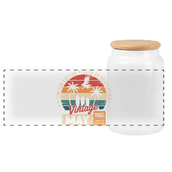 Special anniversary with this design May 1965 - Panoramic Cookie Jar with Wooden Lid - white - Front