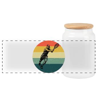 Idée cadeau pour un tennis avec tennis - Boîte à biscuits avec couvercle en bois - blanc - Devant