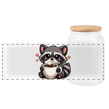 Kuschelraccoon Kaffee Herzchen - Boîte à biscuits avec couvercle en bois - blanc - Devant